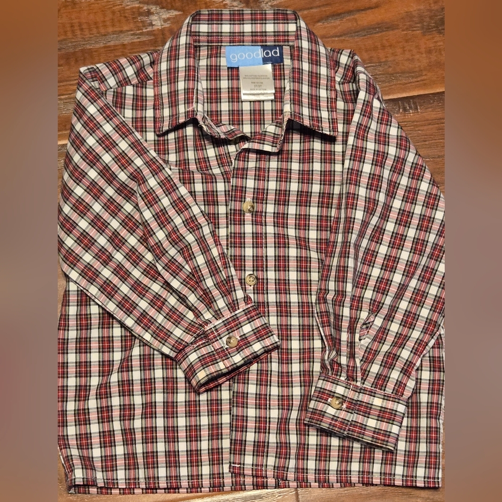 Goodlad Boys Plaid Long Sleeve Button Shirt 3T